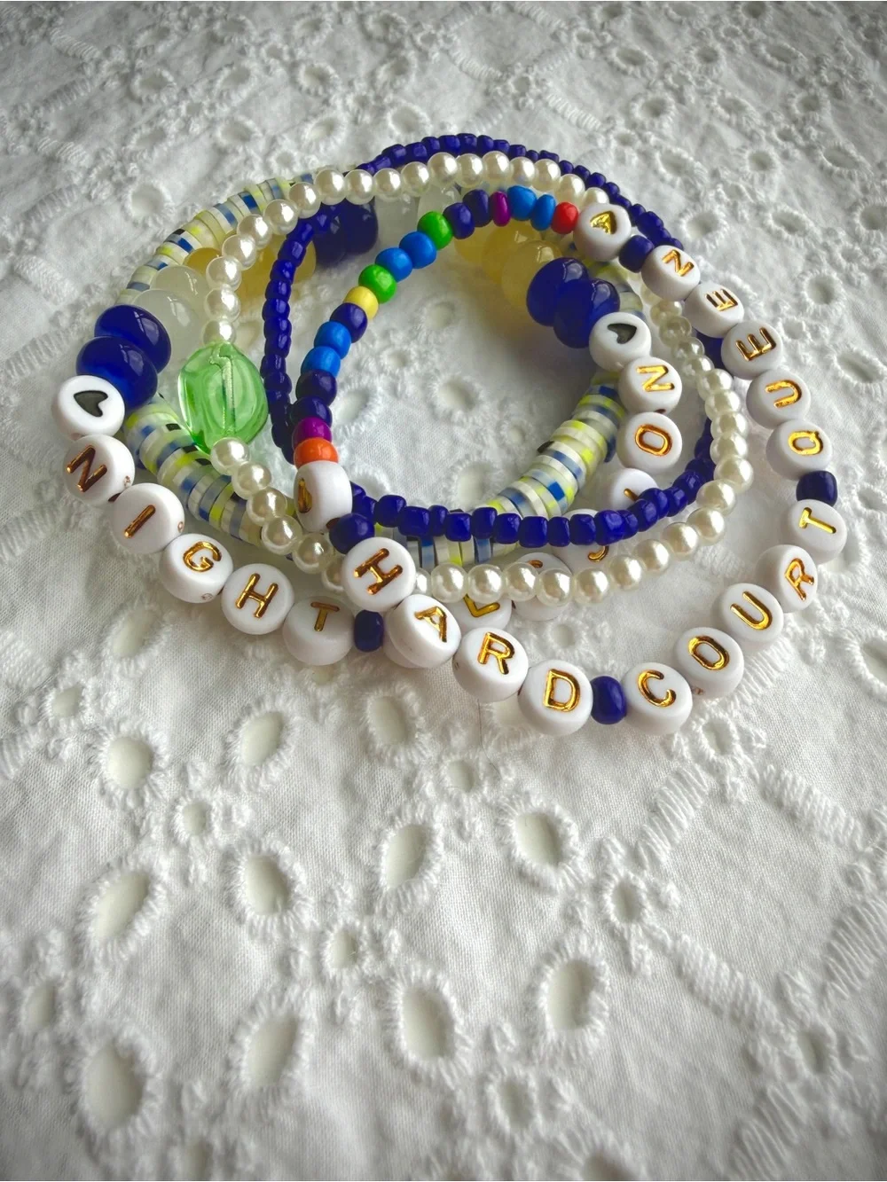 Tenniscore | Handmade Beaded Bracelet Stack of 5 | Summer NYC Grand Slam |